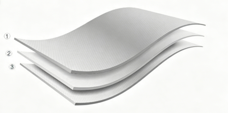 Laminated flexible packaging structure with printing layer, barrier layer, and heat-seal layer