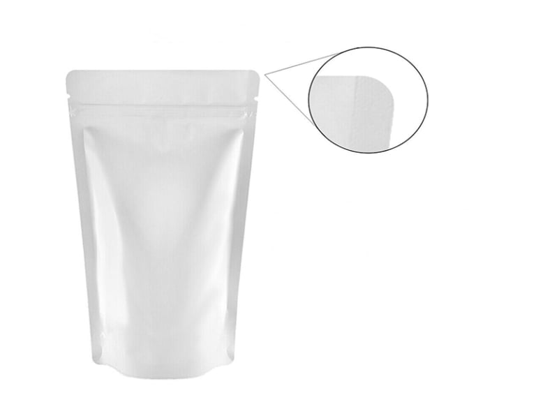 Stand-up pouch with rounded corners, close-up of the corner