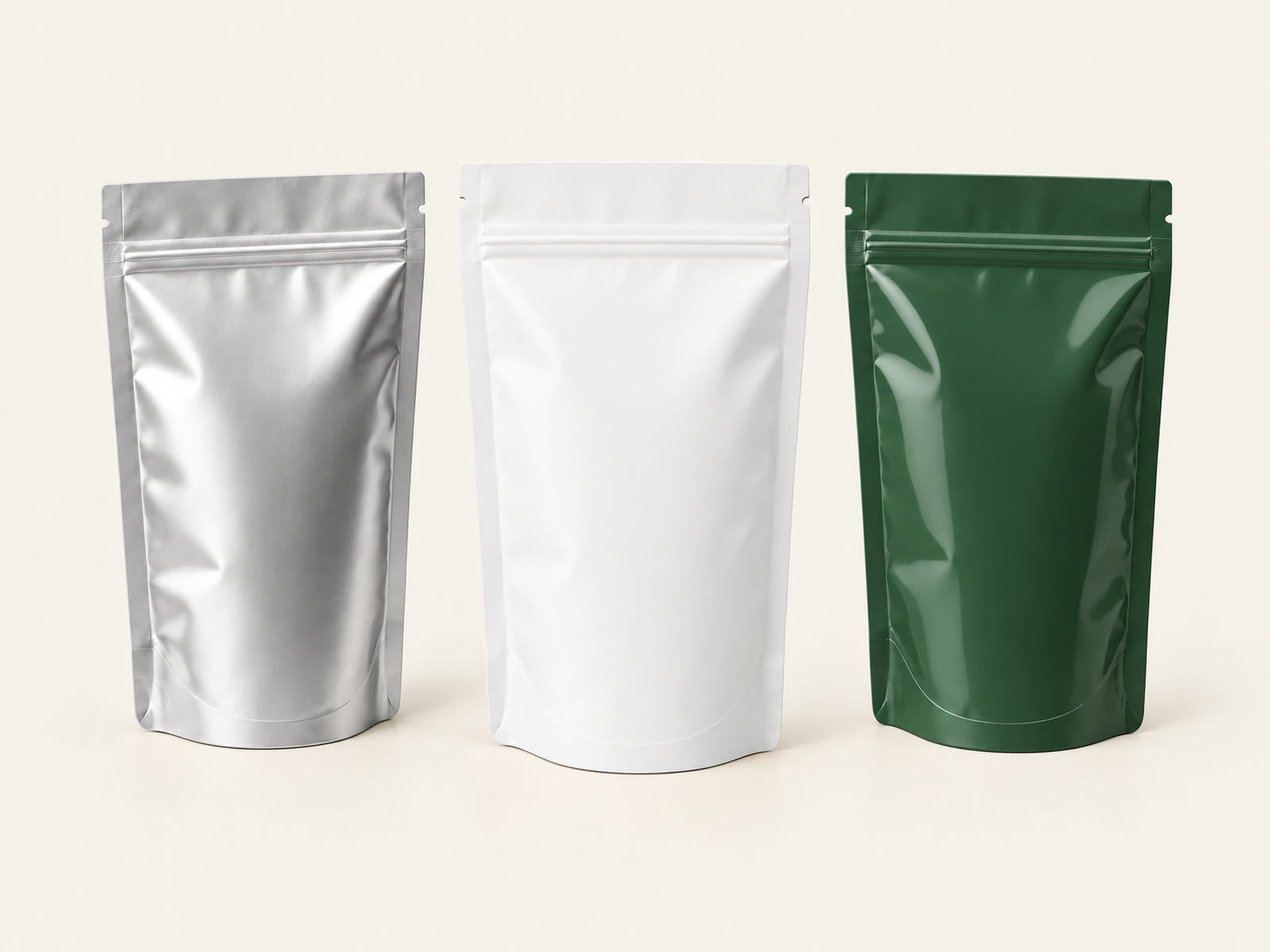 stand-up pouches food packaging on retail shelf